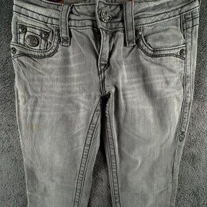 Rock Revival Jeans Celine Skinny Embellished Distressed Womens Sz 27 Gray